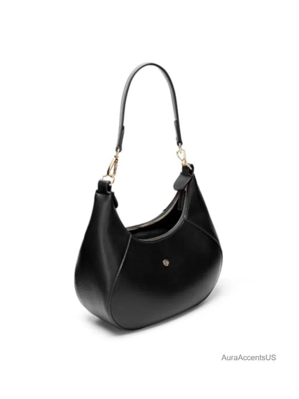 Small Soft Vegan Leather Crescent Shoulder Bag Hobo with Removable Strap